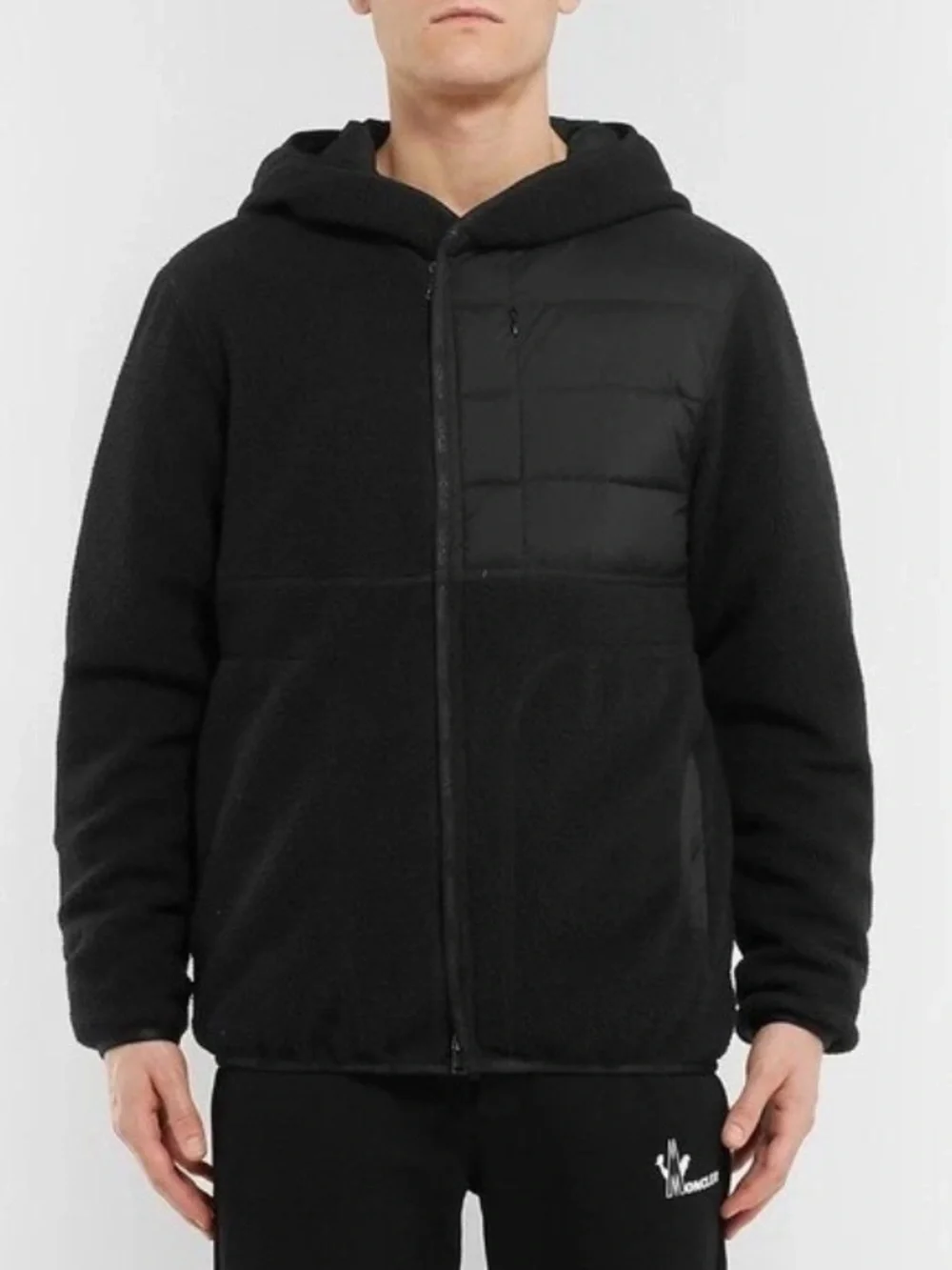 Moncler Feyder Panelled Fleece and Quilted Shell Hooded Down Jacket